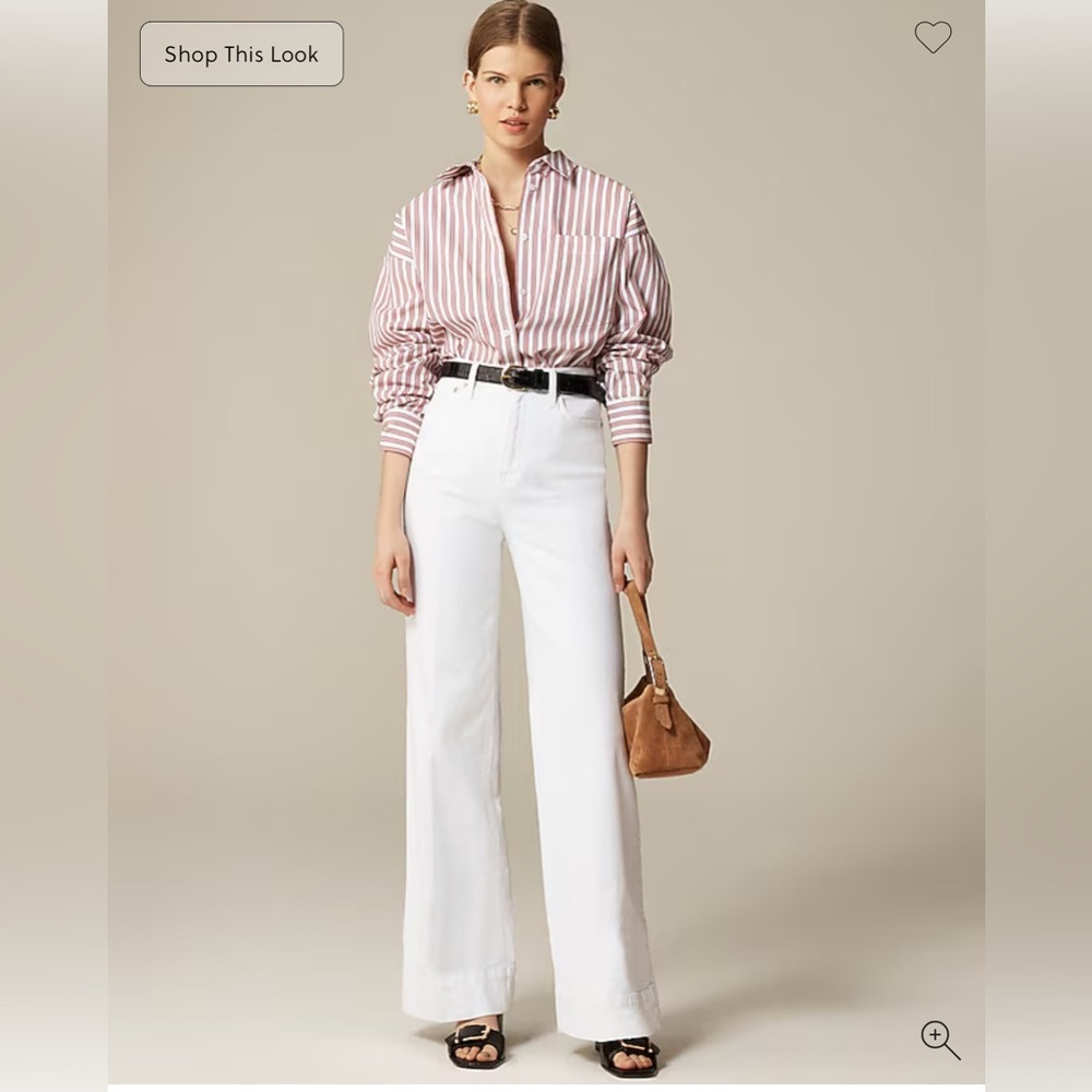 J Crew Tall high-rise denim trouser jean - Size 27 Tall - White Denim